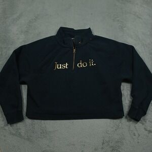 Nike Sweater Womens Medium Black 1/2 Zip Pullover Cropped Casual